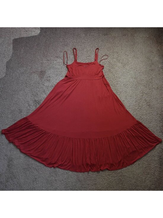 torrid Dresses & Skirts - Torrid Maxi Dress Womens 1 Red Babydoll Ruffle Hem Flowy Boho Adjustable Straps